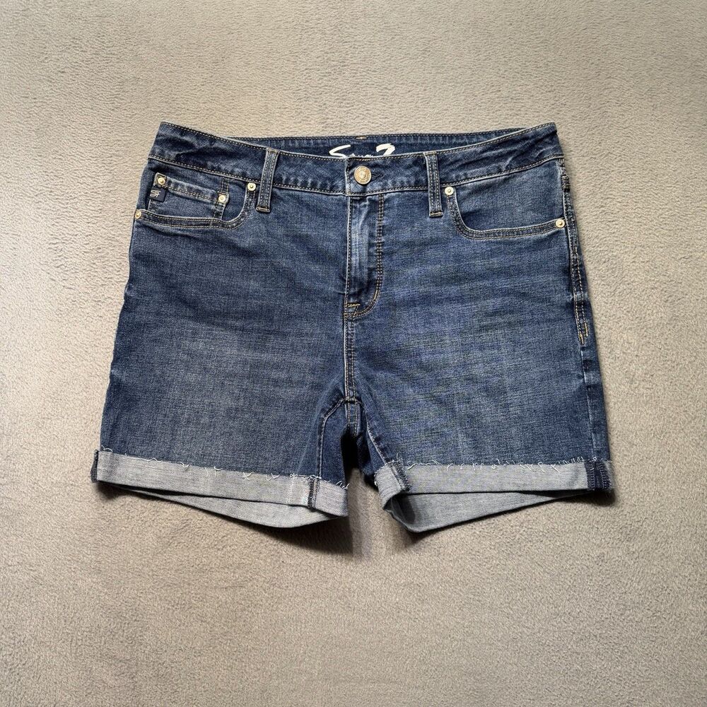 Seven7 Weekend Short Women’s Size 8 Blue Denim Jean Shorts Cuffed Stretch